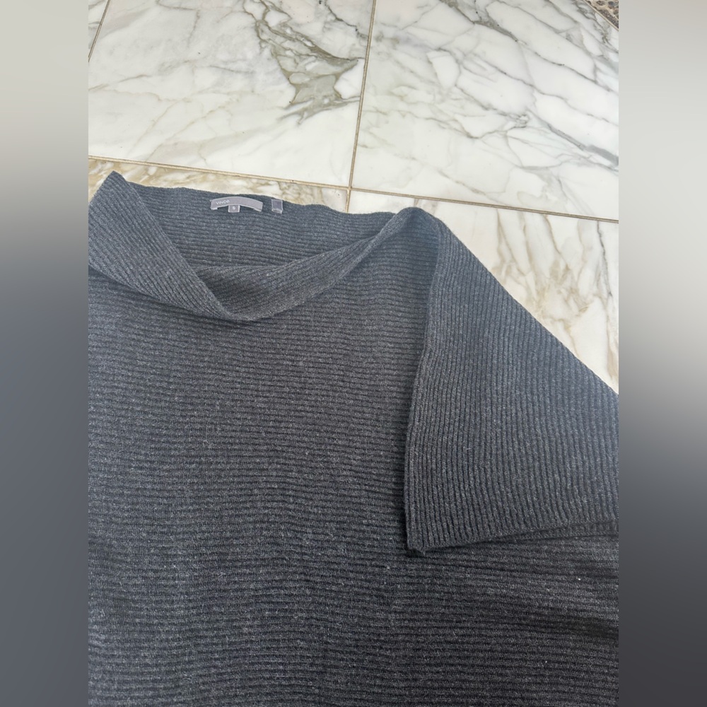 Vince Dark Grey Wool One-shoulder shawl